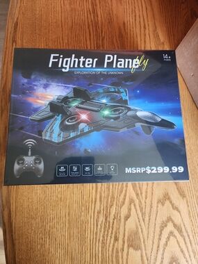 Fighter Plane Toy Drone with Remote - Black & Blue